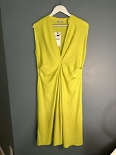NWT Zara lime yellow draped v neck midi dress Size M