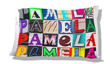 Personalized Pillowcase featuring PAMELA in photo actual sign letters