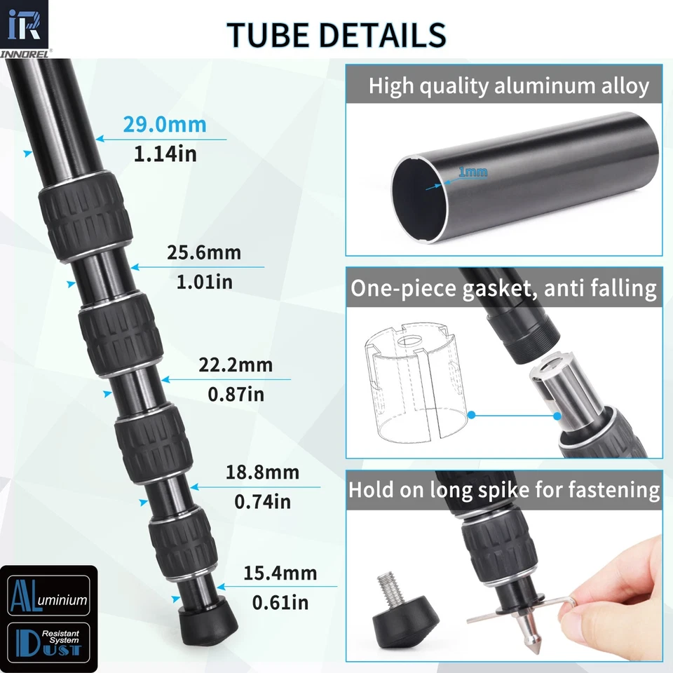 RM285A Camera Monopod Portable 5-Section Compact Travel Aluminum Alloy for DSLR - image 3 of 4