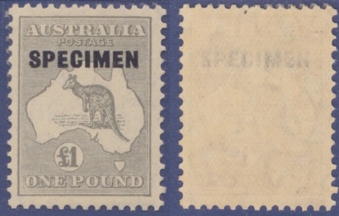 Australia Canguro 10 chelines 1 libra y 2 libras Ovptd Espécimen MNH. Foto 4 de 4