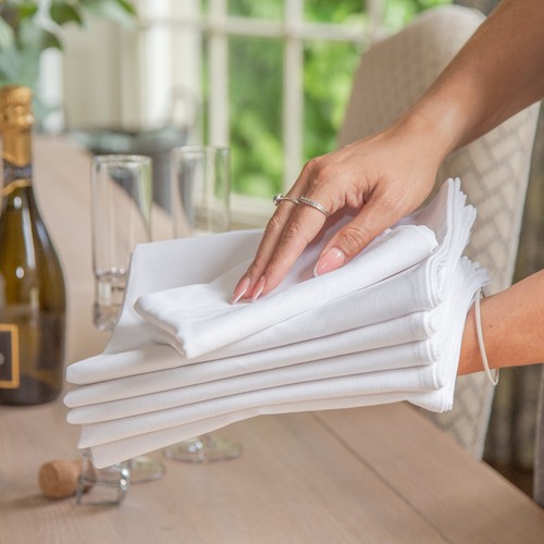 Aztex Plain Cotton Tea Towels, 100% Cotton, Pack of 6, 170gsm, White, Kitchen - Afbeelding 13 van 14