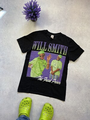 Will Smith Men's Black T-shirt With Big Print Logo Medium