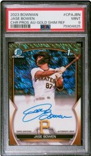 2023 Bowman Chrome Jase Bowen 1st Prospect Gold Shimmer Refractor Auto /50 PSA 9