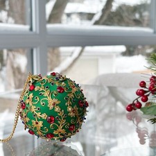 Christmas Beaded Sequin Satin Ornament Push Pin Kit for adults DIY Quam