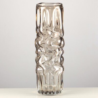 Große Vase Glas 32,5 cm 1,8 kg Rauchglas Glasvase grau Pavel Hlava Brain Vintage