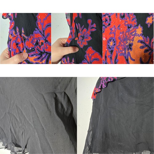 Eva Blue Dark Floral Maxi Dress Size 14 Fairygrunge Y2K Asymmetrical Boho 90s - Picture 3 of 8