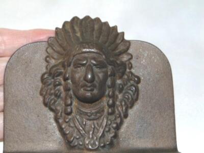 Vintage INDIAN CHIEF IN HEADDRESS Embossed Metal Western SINGLE
