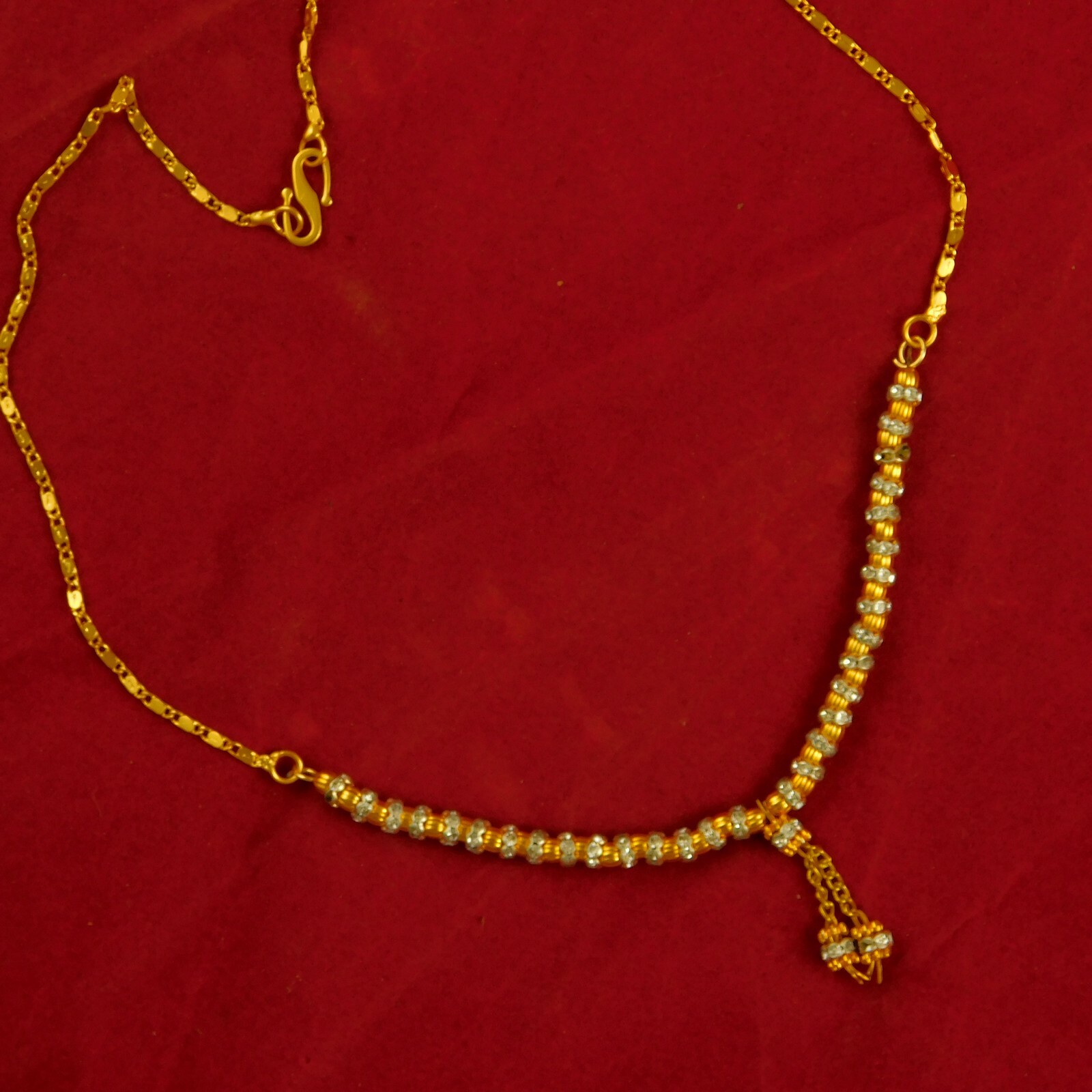 Indian Traditional Gold Plated Necklace Chain Cubic Zircon Chain