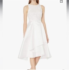 Junior's Adrianna Papell Sequin Mikado Hi Low Dress in ivory NWT Reg 199.00
