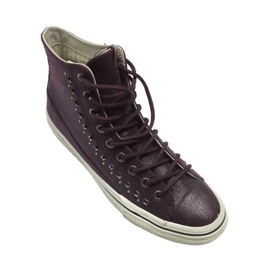 John Varvatos Men's Port Red Burgundy Vulc Multi Stud Mid Top Sneaker