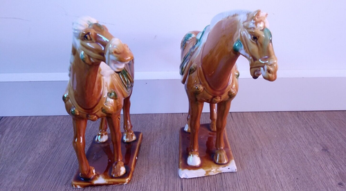 Tang Chinese war horses x 2, Pottery, Figurine, Repro, decorative statues - Picture 3 of 14