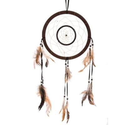 21'' Traditional Brown Dream Catcher with Feathers Wall or Car Hanging Ornament