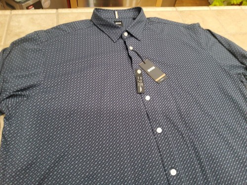 Men's Hugo Boss Roan Slim Fit Signature HB Stretch Blue LS Shirt Size 3XL (XXL) - Picture 2 of 22