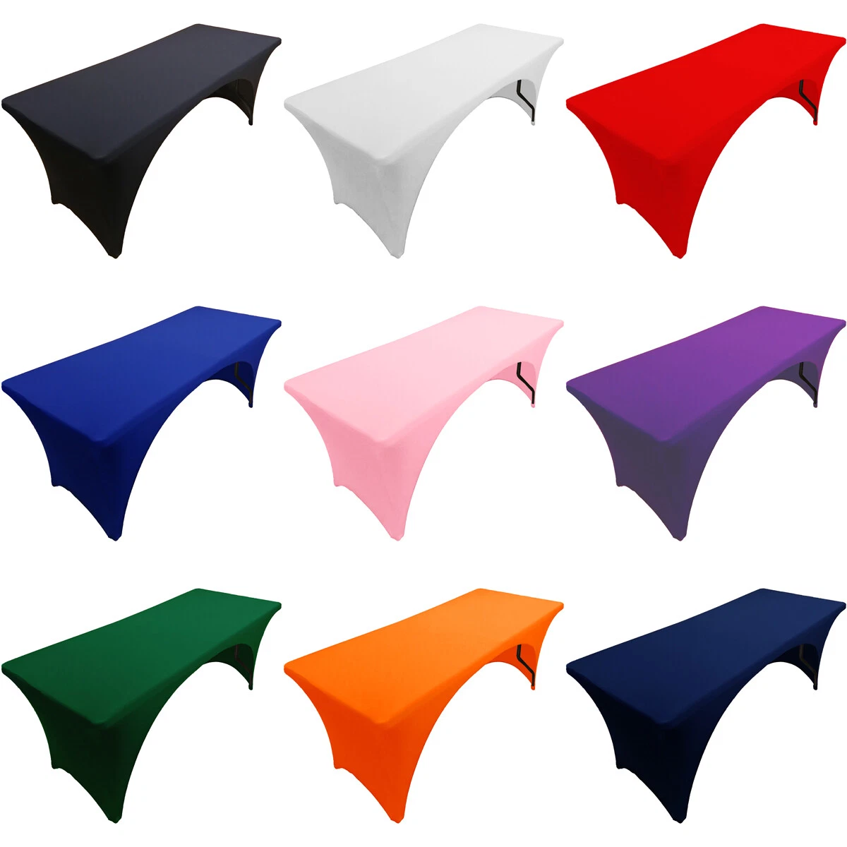LINKPAL 2-Pack Spandex Fitted Tablecloths – Rectangular Stretch Cover For Weddings & Parties – Solid Colors