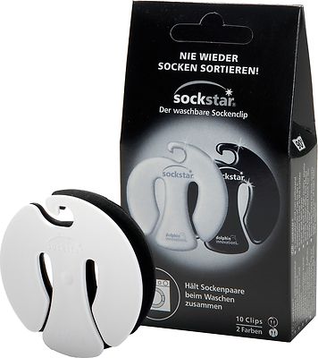 SOCKSTAR SOCKENKLAMMERN SOCKENCLIPS Black & White 10er-Pack je 5 in 2 Farben