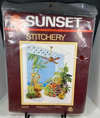 Vintage Sunset Designs Vacation Paradise Yarn Stitchery Needlepoint Kit