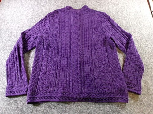 LL Bean Sweater Womens Extra Large Purple Cotton Mixed Knit Button Down Cardigan - Picture 7 of 11