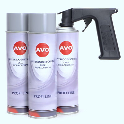 Unterbodenschutz Spray 3x500ml grau überlackierbar mit SprayMax Handgriff E0190