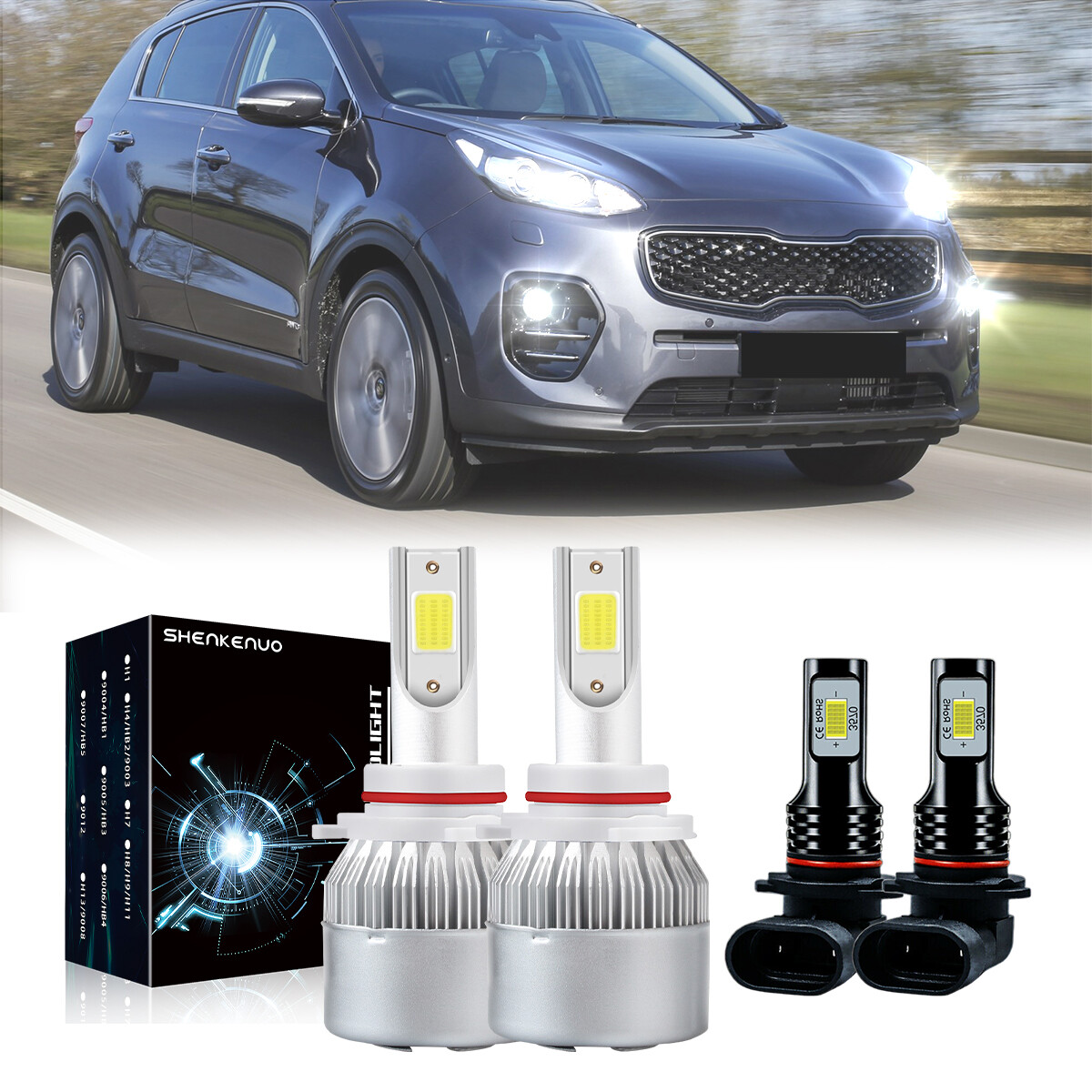 For KIA SPORTAGE 2017-2020 LED Headlight High & Low + Fog Light