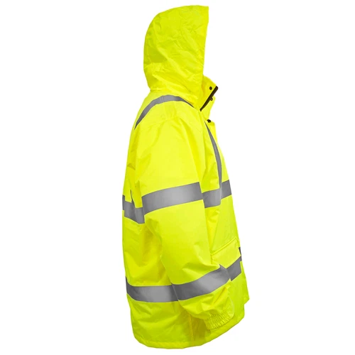  Safety Rain Jacket Reflective Green Hi-Vis Raincoat Rainjacket w Hood S-5XL  image 8