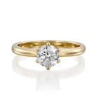 6 Prong Solitaire Ring 1ct Round Cut Simulated Diamond 14k Yellow Gold Plated