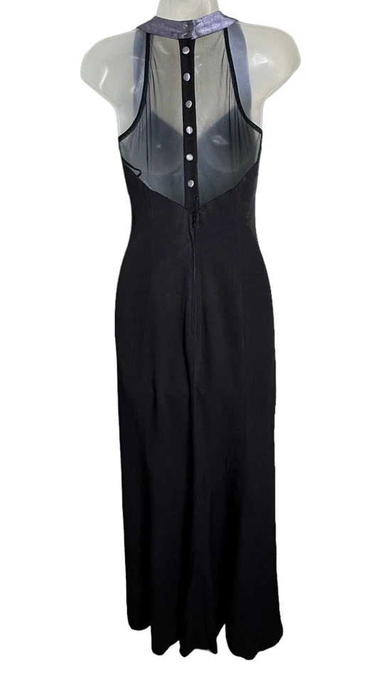 Винтажное Черное Платье De Laru Фиолетовая Атласная Отделка Макси Выпускной Причудливый Гранж Недостатки - Изображение 3 из 4