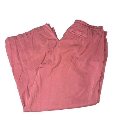 Aerie Pants Wide Leg Elastic Waist Rose Pink Lyocell Blend Women Large Regular