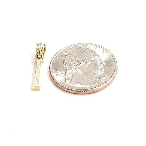 14KT Yellow Gold Solid Tiny Roman number 1 Pendant charm gift Fine Jewelry 0.6g - Picture 11 of 12