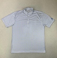 Collars  Co Mens XL White Blue Check Dress Collar Polo Shirt Knit Short Sleeve
