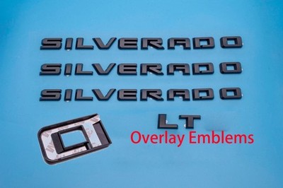 Matte Black Fit 2019-2025 Overlay Silverado LT Emblem Badge Nameplate 4pcs