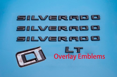 #ad #ad Matte Black Fit 2019 2025 Overlay Silverado LT Emblem Badge Nameplate 4pcs $21.24