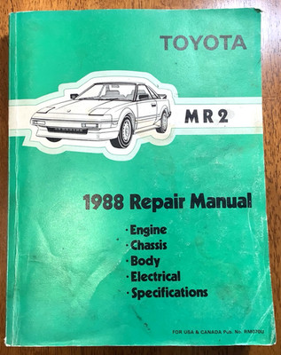 Toyota MR2 1988 Repair Manual, Engine, Chassis, Body, Electrical, Specifications