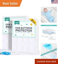 Crib Mattress Protector Sheets Waterproof 2 Pack, Quilted Crib Mattress Pad C...