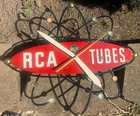 Vtg RCA TUBES Atomic ADVERTISING CLOCK Thermometer Gas Pam Oil Sign