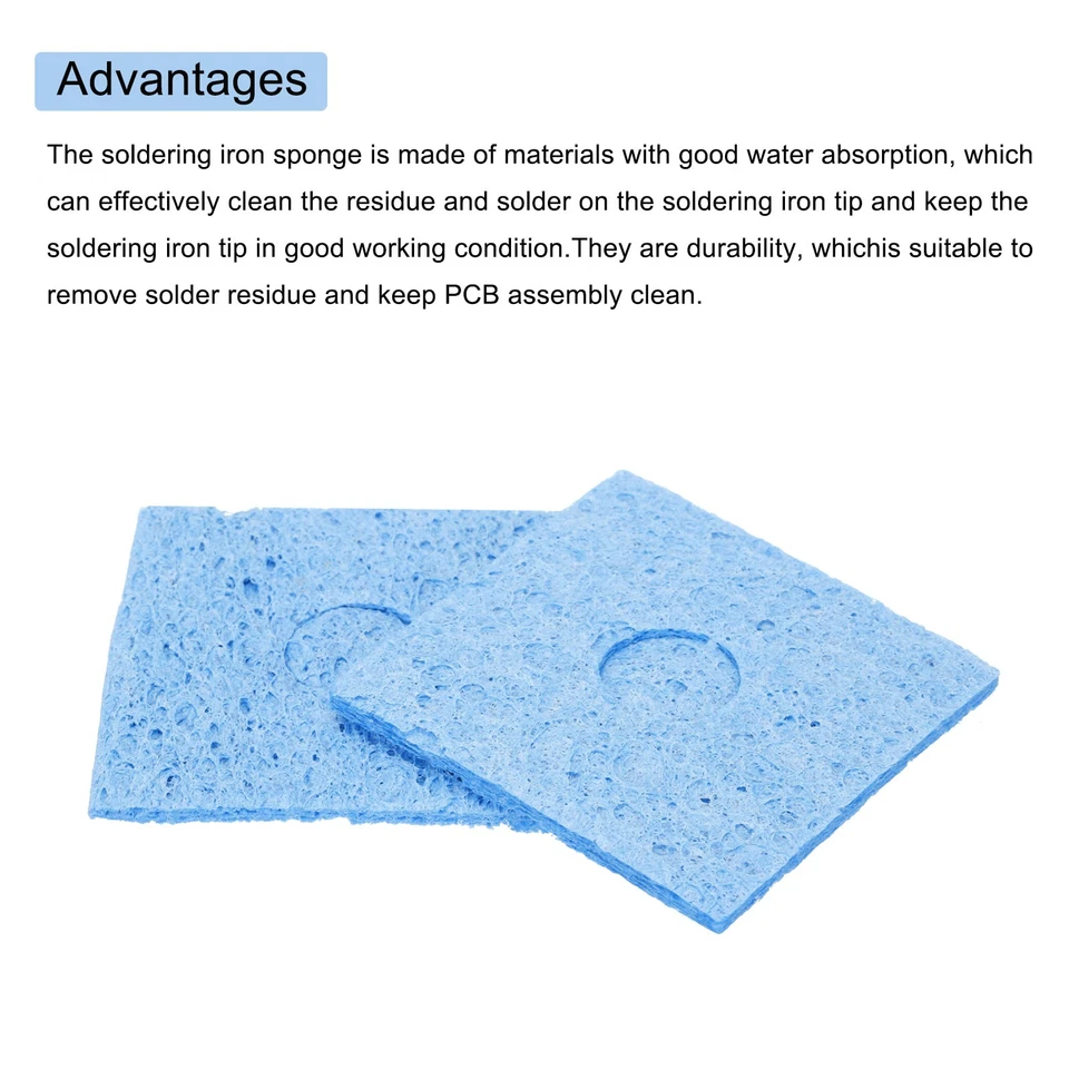 15PCS Soldering Sponge 6 x 6cm Square with Holes Blue 14mm Water Absorption T - Image 4 of 4