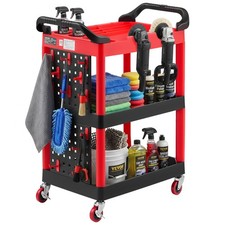 VEVOR Utility Cart Rolling Service Cart 3 Tier 300 lbs with 360° Swivel Wheels