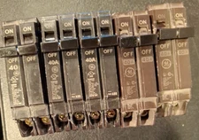 LOT OF 5 GE THQP240 Q-LINE 40A AMP 1 IN. DOUBLE POLE CIRCUIT BREAKER*394