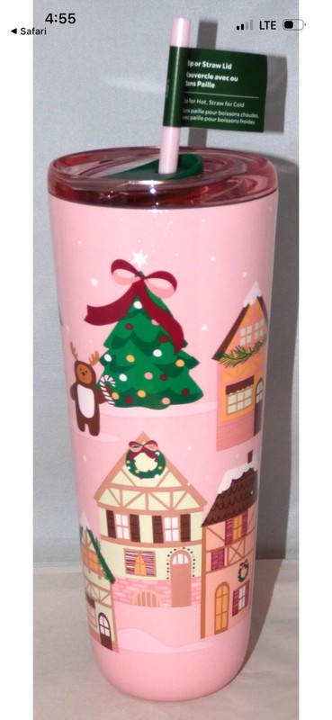 NWT Starbucks 2025 Pink Gingerbread  Bear Hot/Cold Tumbler
