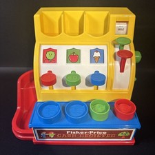 Vintage 2015 Fisher Price Cash Register 2073 w/ Coins - Works