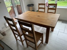 Vintage Antique Pine Kitchen Farmhouse Table & 4 Beech Chairs