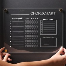 Acrylic Magnetic Chore Chart for Refrigerator, Transparent Clear Dry Erase Ch...