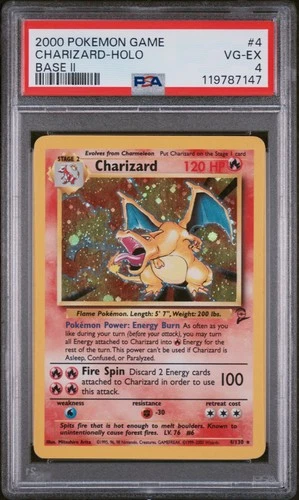 Pokemon Card Charizard Holo 4/130 PSA 4 Base Set 2 II
