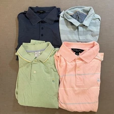 Lot of 4 Polo Shirts of Different Brands and Styles Adult L Button Golfer Mens