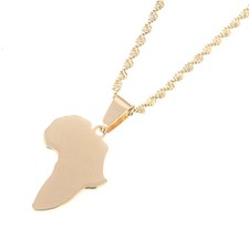 Stainless Steel African Map Pendant Necklace Jewelry Map of Africa Jewelry Gold