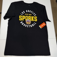 NWT WNBA Los Angeles LA Sparks Basketball 1997 Black T-Shirt Logo Size LARGE