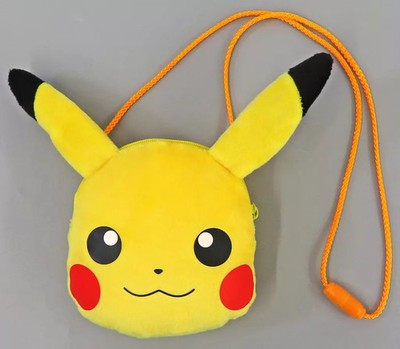 Pokémon Pikachu Plush Face Neck Pouch Bag Kids Toy Accessory Used