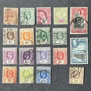 1899-1938 18 Vintage Ceylon Stamps