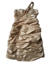 Ladies Dress ,Size L Soft Gold StretchNew with tags , Gorgeous zip At Back  #113