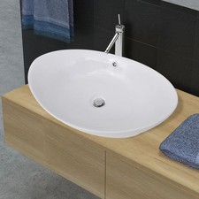 Image of Luxury Ceramic Basin Oval with Overflow 59 x 38,5 cm
