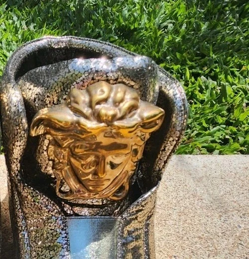 Versace — VERSACE COUTURE LIMITED EDITION MEDUSA PALAZZO 3D GOLD SILVER GLITTER HI TOPS 7